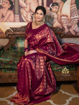 Sangria Wine Kanjeevaram Silk Saree