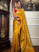 Mustard Yellow Banarasi Uppada Silk Saree