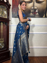 Midnight Blue Banarasi Uppada Silk Saree