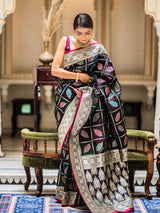Multi-colored rangkat satin silk saree