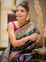 Multi-colored rangkat satin silk saree
