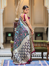 Multi-colored rangkat satin silk saree