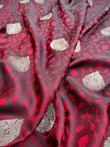 Mahogany maroon self woven gajji silk saree