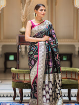 Multi-colored rangkat satin silk saree