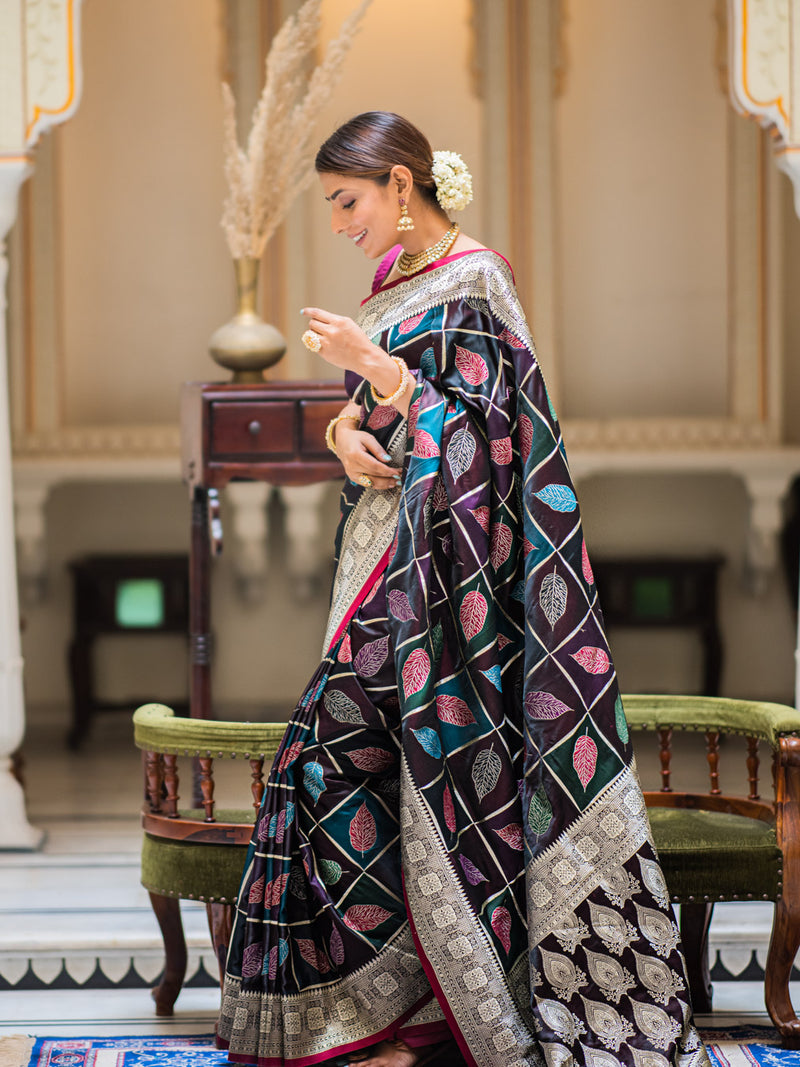 Multi-colored rangkat satin silk saree
