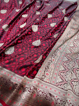Mahogany maroon self woven gajji silk saree