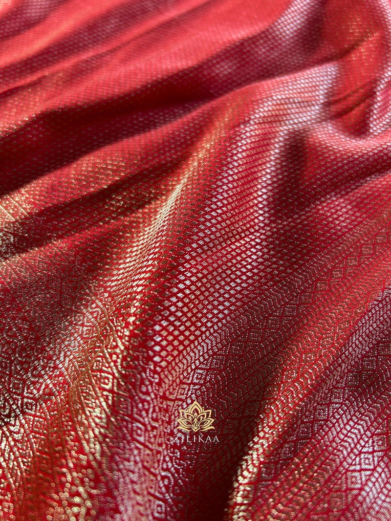 Scarlet Red Kanchipuram Silk Saree