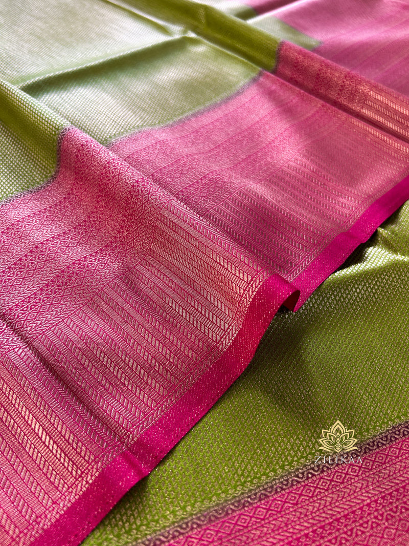 Mehendi Green with Rani Kanchipuram Silk Saree