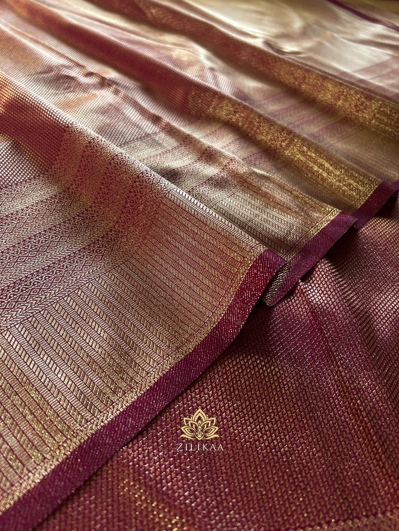 Sangria Maroon  Kanchipuram Silk Saree