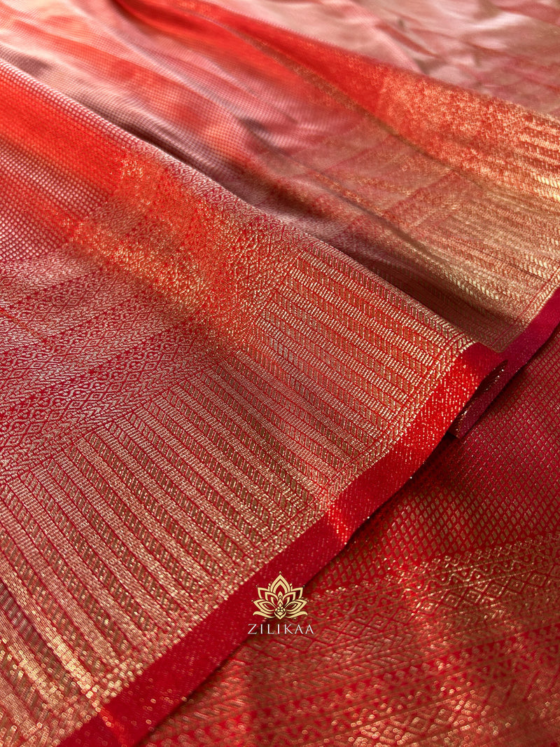 Scarlet Red Kanchipuram Silk Saree
