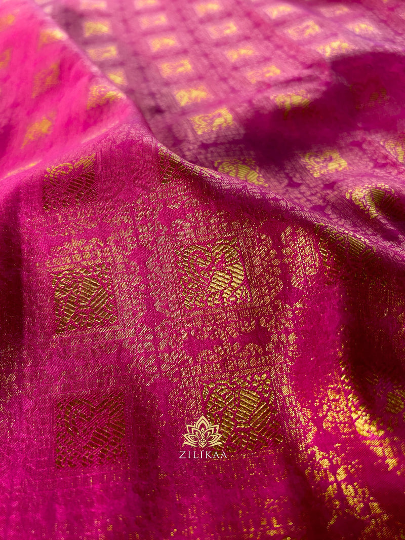 Queen Pink Kanjeevaram Silk Saree