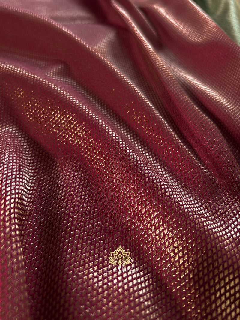 Maroon with Bottle Green  Kanchipuram Silk Saree