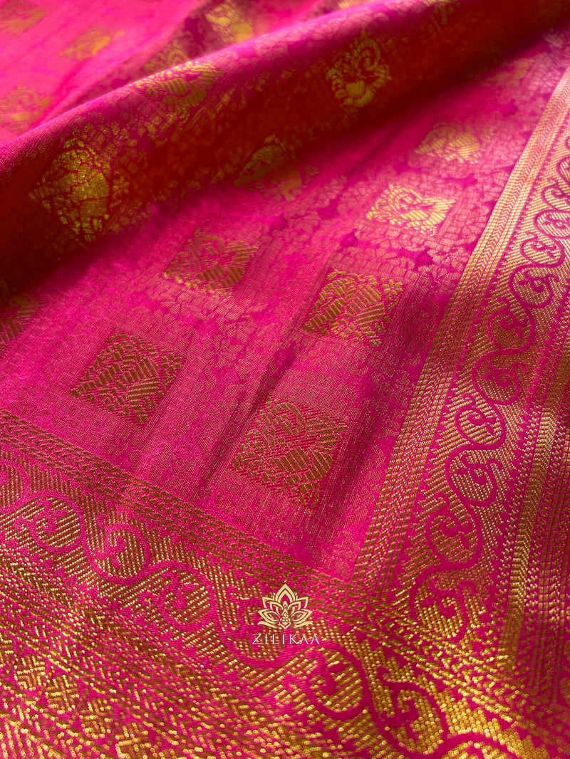 Queen Pink Kanjeevaram Silk Saree