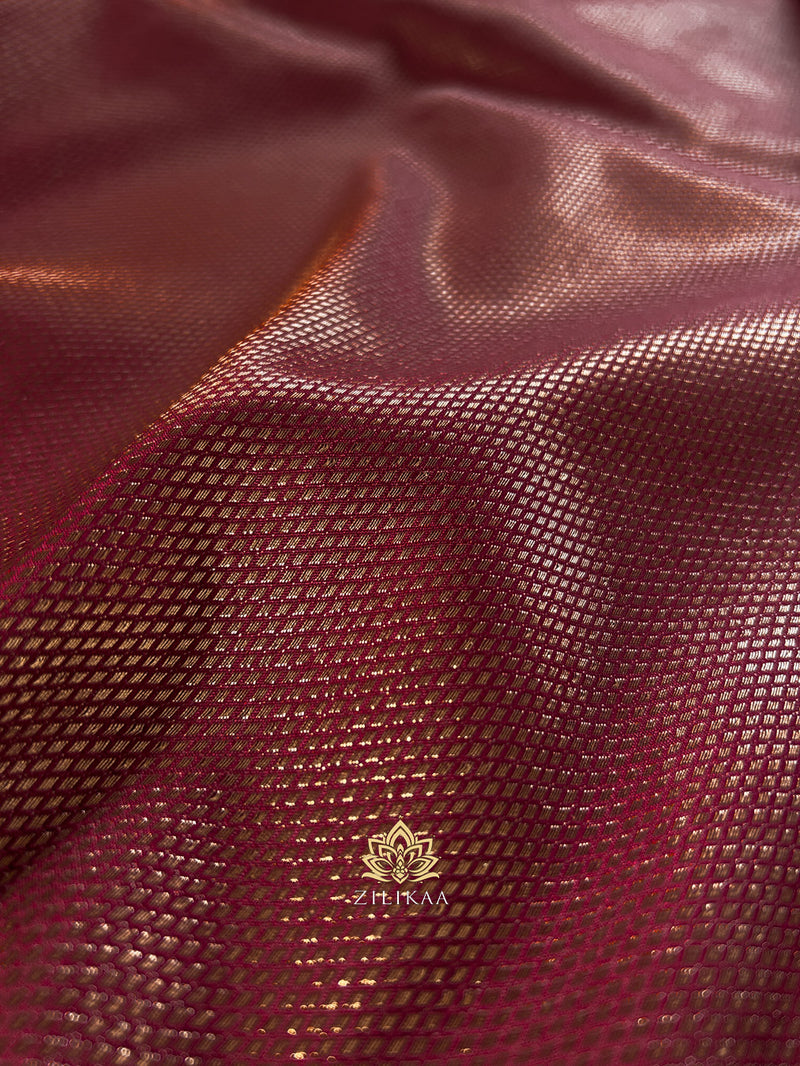 Maroon with Bottle Green  Kanchipuram Silk Saree