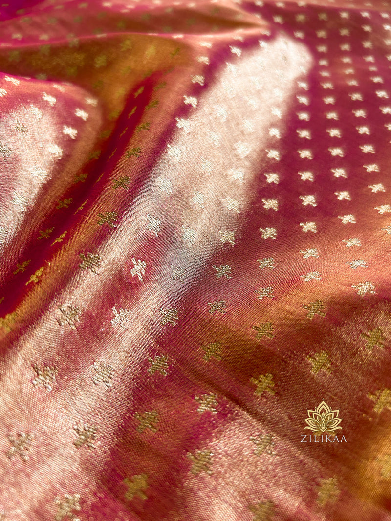 Salmon Pink Kanchipuram Tissue Silk Saree