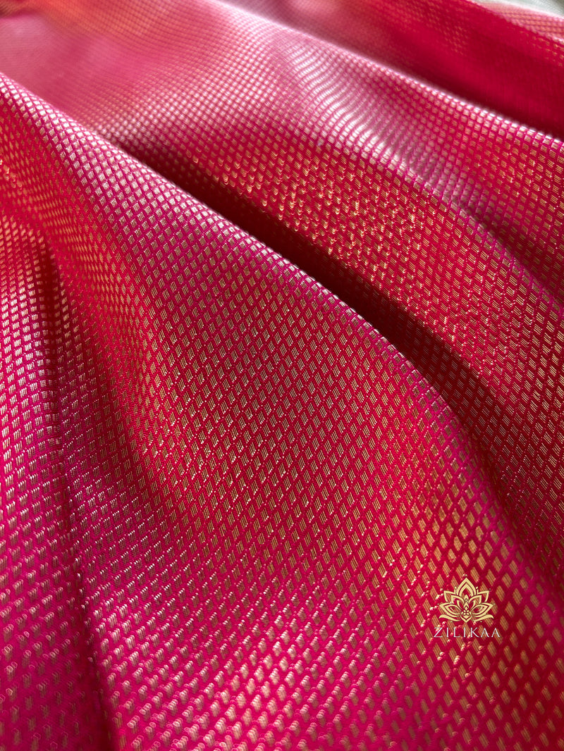 Carrot Pink  Kanchipuram Silk Saree