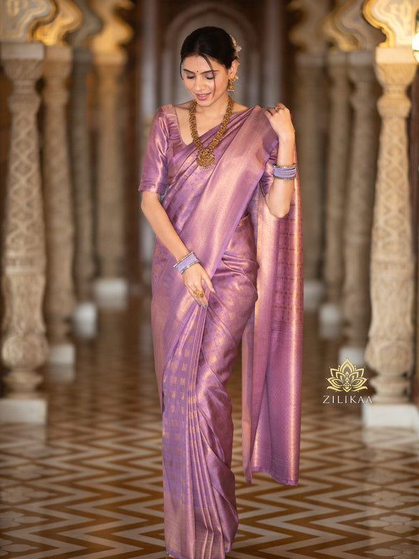 Lilac Purple Kanjeevaram Silk Saree