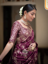 Plum Wine Banarasi Uppada Silk Saree