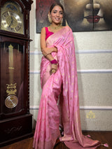 Baby Pink Banarasi Uppada Silk Saree