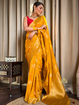 Mustard Yellow Banarasi Uppada Silk Saree
