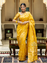 Mustard Yellow Banarasi Uppada Silk Saree