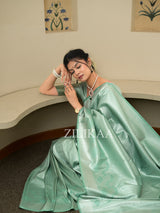 Pistachio Green Kanchipuram Silk Saree
