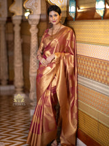 Salmon Pink Kanchipuram Tissue Silk Saree
