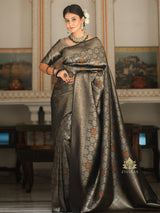Midnight Black Kanchipuram Silk Saree