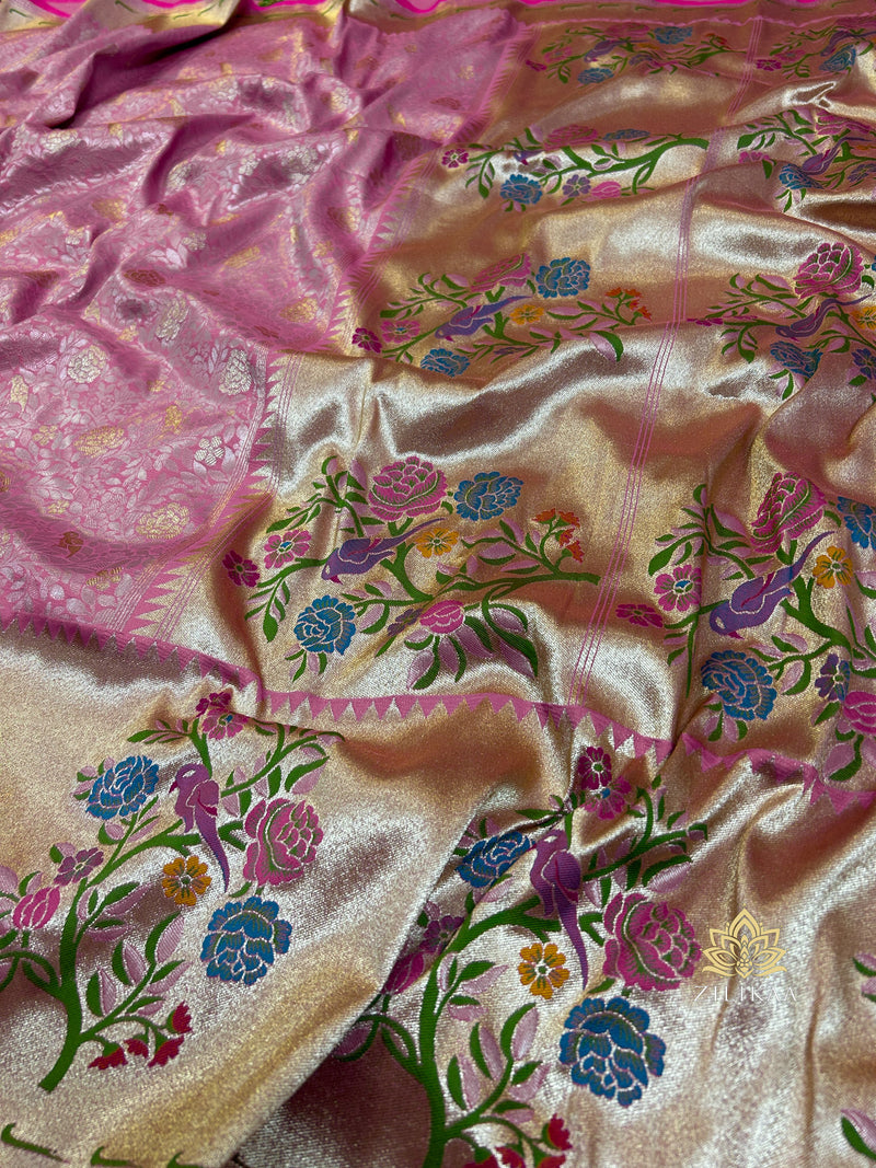 Hot Pink Meenakari Banarasi Katan Silk Saree