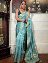 French Green Banarasi Uppada Silk Saree
