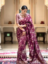 Plum Wine Banarasi Uppada Silk Saree