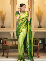Parrot Green Kanjeevaram Silk Saree