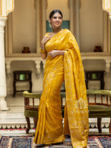 Mustard Yellow Banarasi Uppada Silk Saree