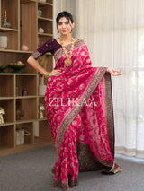 Queen Pink Munga Silk Saree