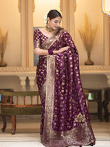 Plum Wine Banarasi Uppada Silk Saree
