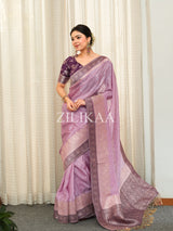 Lilac Purple Munga Silk Saree