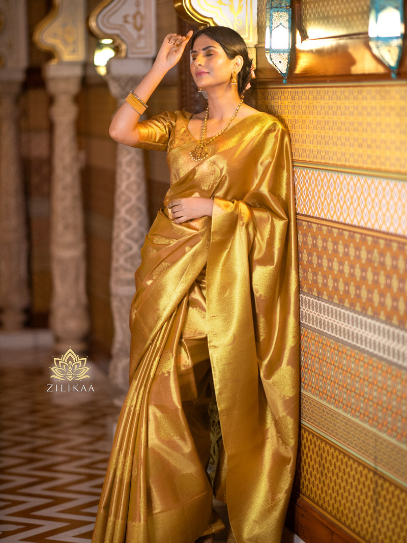 Luna Kanchipuram Tissue Silk Saree - LTS94 Teal Green main image 0