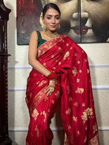 Scarlet Red Banarasi Uppada Silk Saree