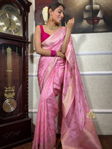 Baby Pink Banarasi Uppada Silk Saree