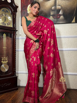 Queen Pink Banarasi Uppada Silk Saree