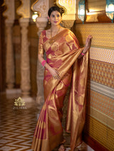 Salmon Pink Kanchipuram Tissue Silk Saree