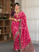 Queen Pink Munga Silk Saree
