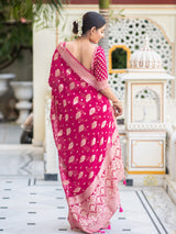 Queen Pink Banarasi Khaddi Weaved Georgette Saree
