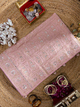 Pastel Pink Special Zardozi Gota Handwork Banarasi Silk Saree