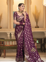 Plum Wine Banarasi Uppada Silk Saree
