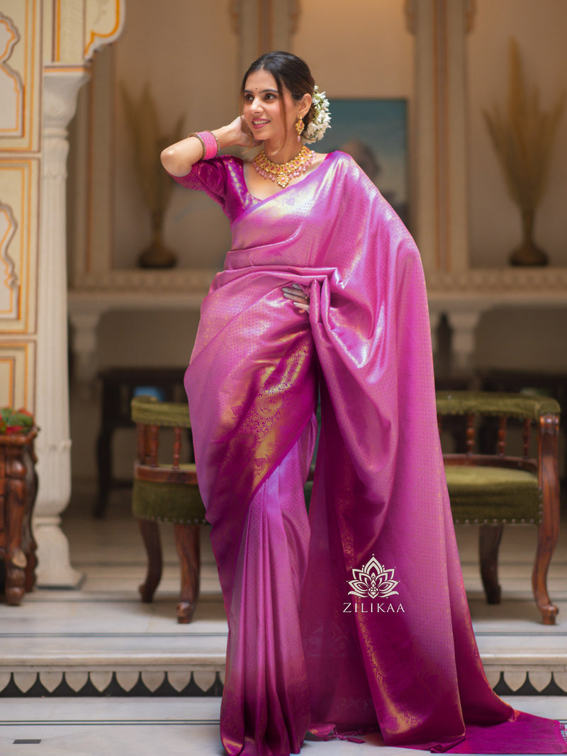 Fuchsia Purple Kanjeevaram Silk Saree