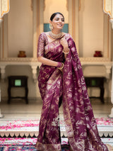 Plum Wine Banarasi Uppada Silk Saree