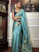 French Green Banarasi Uppada Silk Saree