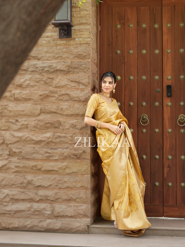 Golden Special Kanchipuram Tissue SIlk Saree