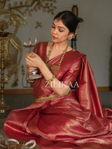 Maroon Red Kanjeevaram Silk Saree